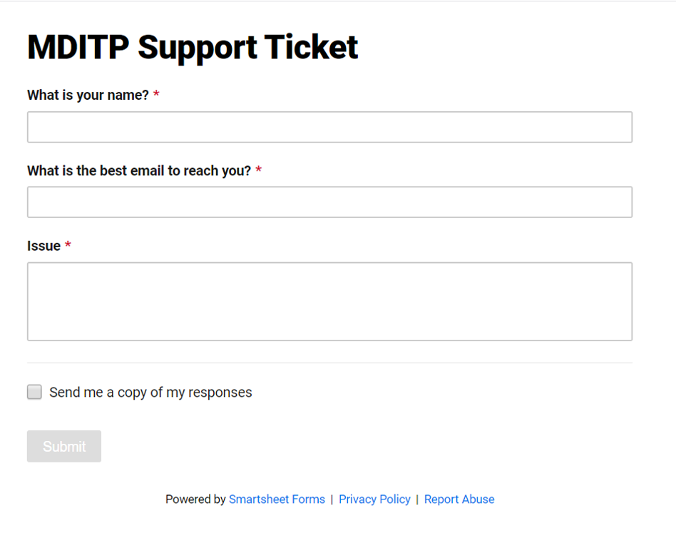MDITP ticket screen shot